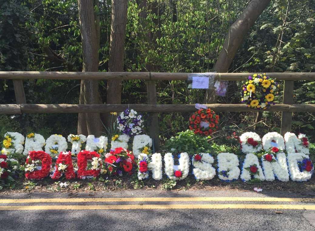 Flowers left at the scene in Westerham