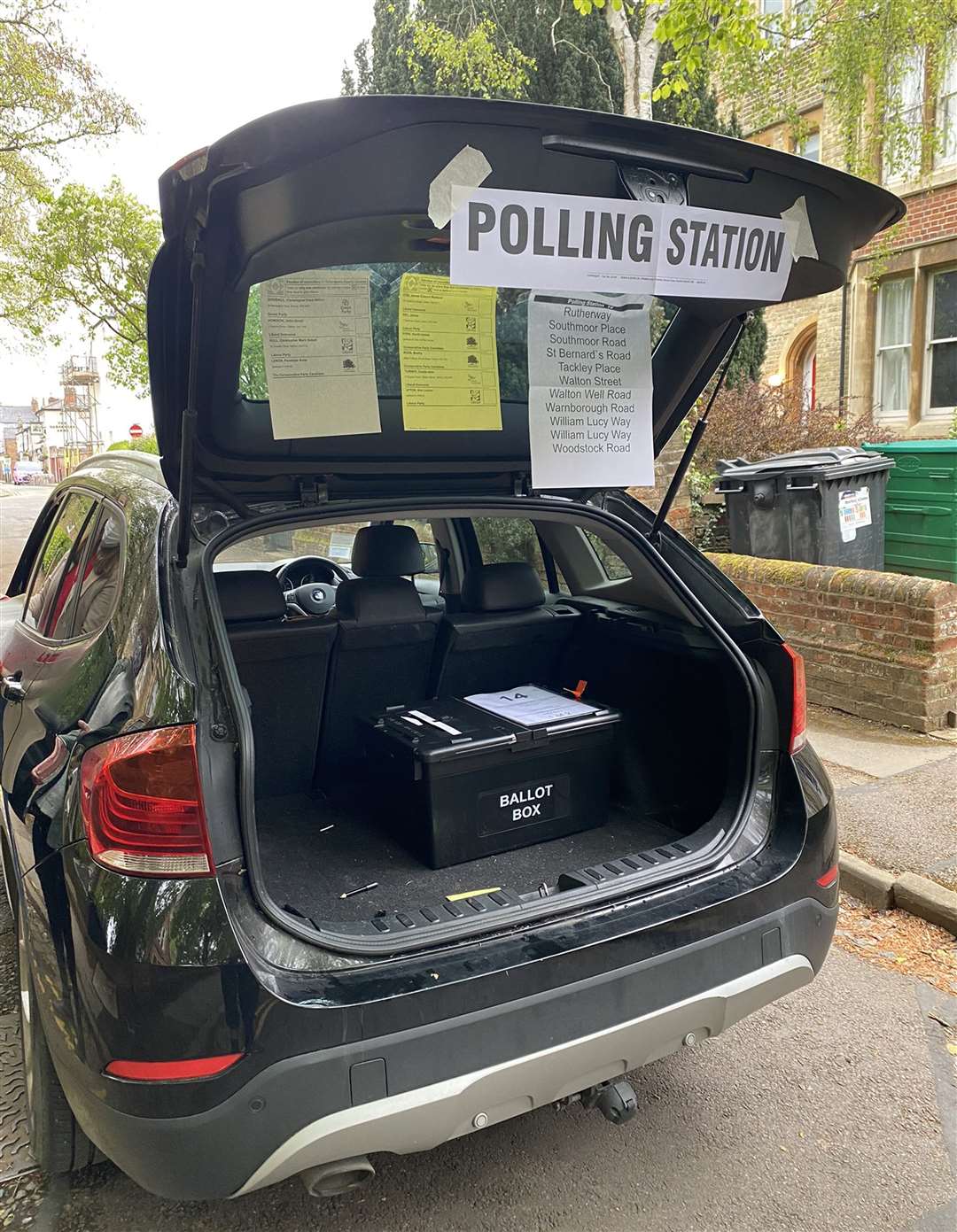 Some voters had to cast their ballots in a car boot after the church warden due to open a polling station ‘overslept’ (Toby Porter/Twitter/PA)