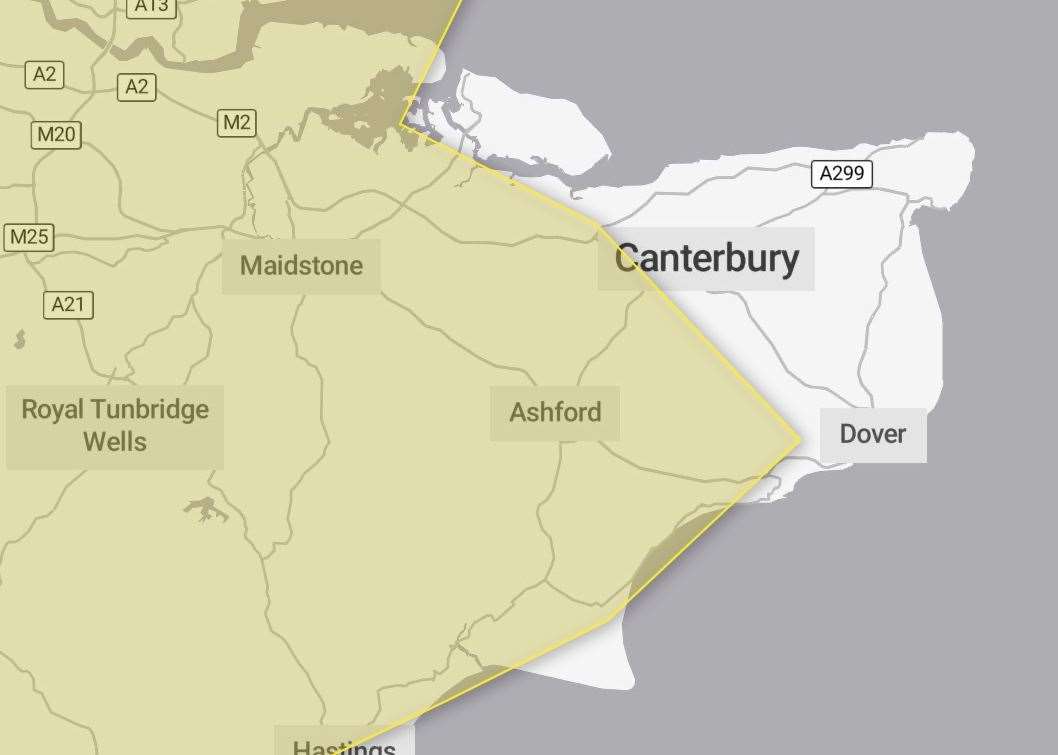 An ice weather warning is in place for parts of Kent. Picture: Met Office