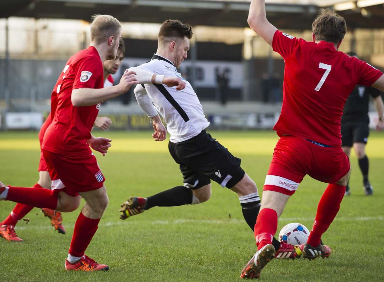 Dartford captain Elliot Bradbrook takes a shot against Bath City Picture: Andy Payton