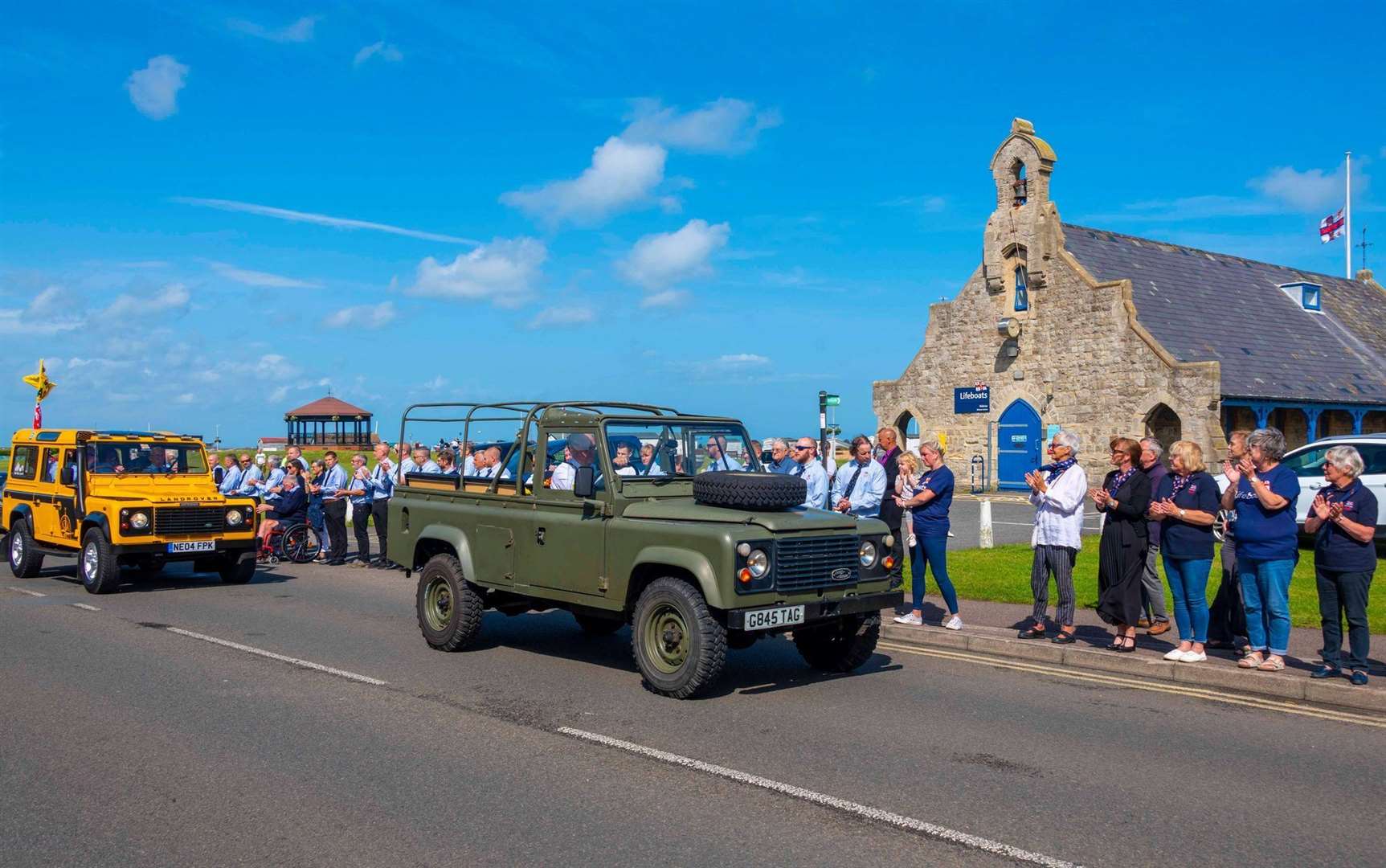 The cortege for RNLI volunteer Tony Nash passing Walmer Lifeboat Station. Picture Chris Mansfield