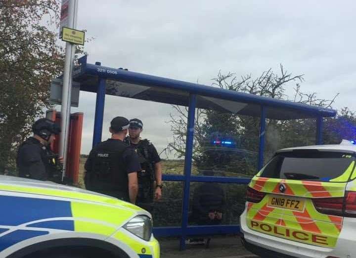 Armed police in The Broadway, Minster