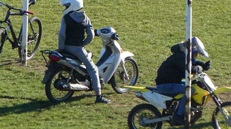 Off-road bikers at Barnfield Recreation Ground