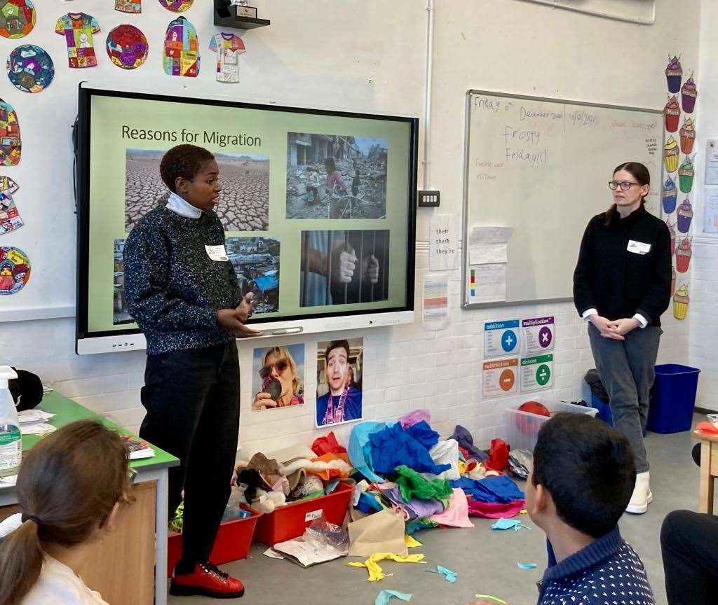 (from left) Project organisers Massy Spencer and Helen Valentine (Kids Against Racism/PA)