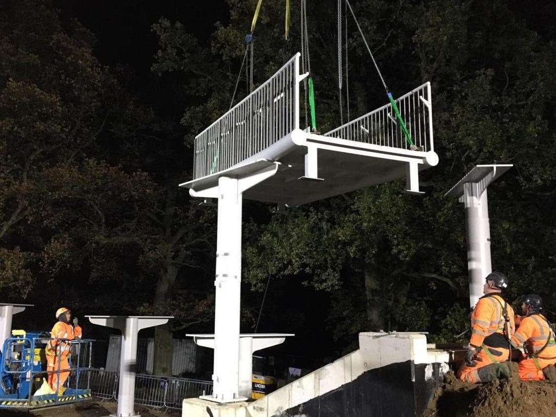 Ramps being installed in preparation for the bridge platform Picture: Highways England