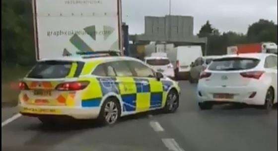 A police car seen in heavy traffic by Dartford Crossing. Picture: @Borough22 (2967648)