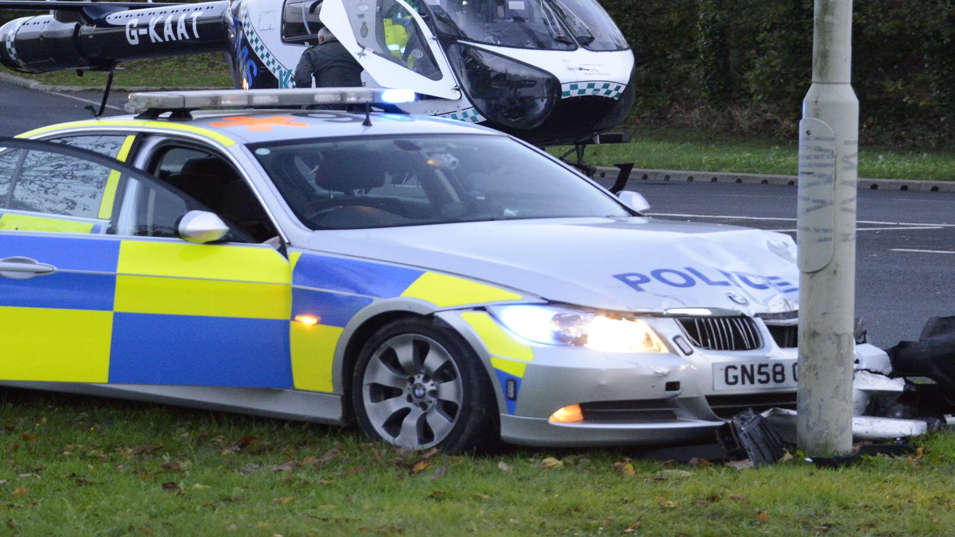 The air ambulance was called after a police car collided with a lampost in Ashford, which happened before the most recent figures