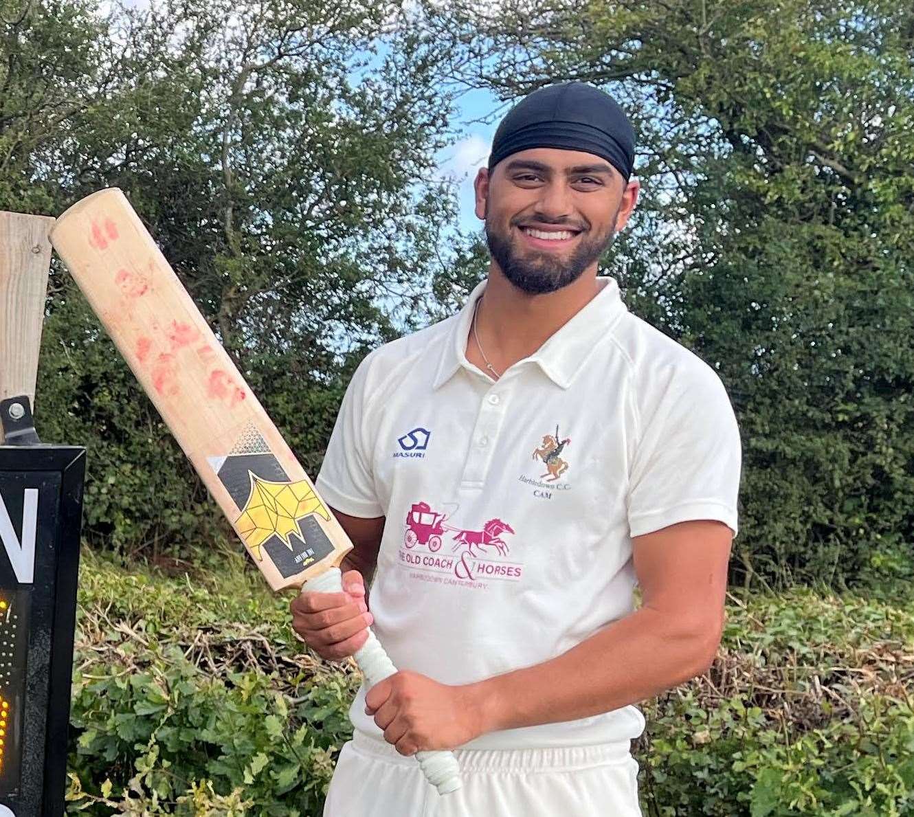 Cameron Monteith after his record-breaking innings at Stone-in-Oxney