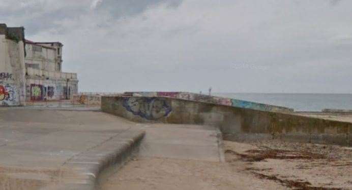 Part of the beach around Margate’s former Lido has been cordoned off. Picture: Google