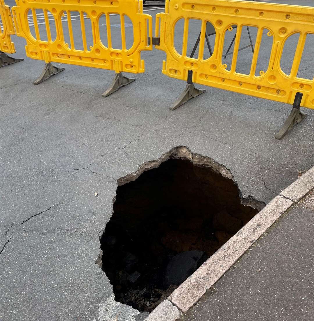 The 10ft sinkhole first appeared last month in Hackney Road. Picture: Cllr Chris Passmore