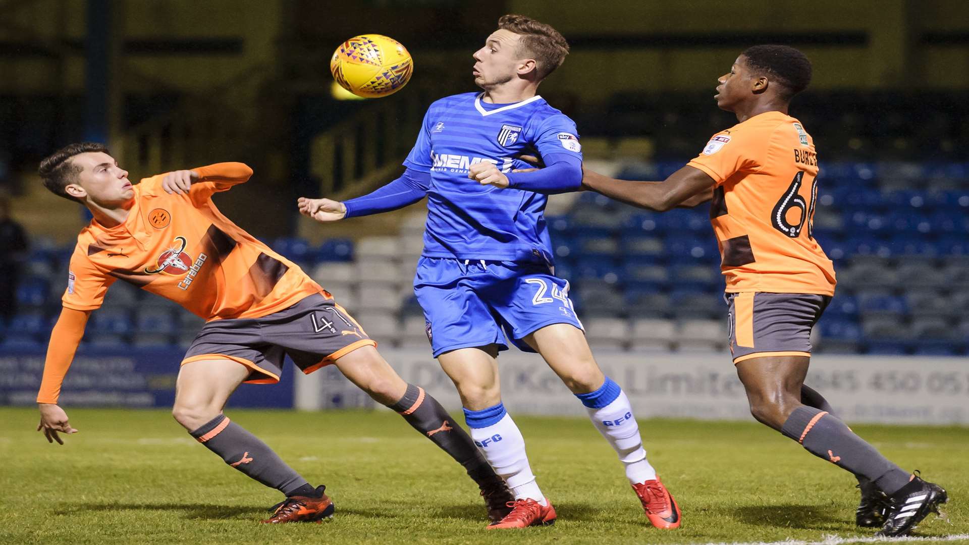 Gillingham's Greg Cundle battles for the ball against Reading. Picture: Andy Payton