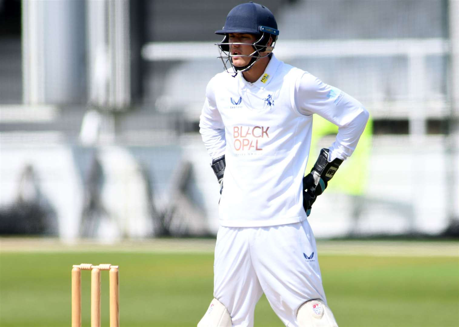 Billy Mead stands up to the stumps as he is given a chance to impress. Picture: Barry Goodwin