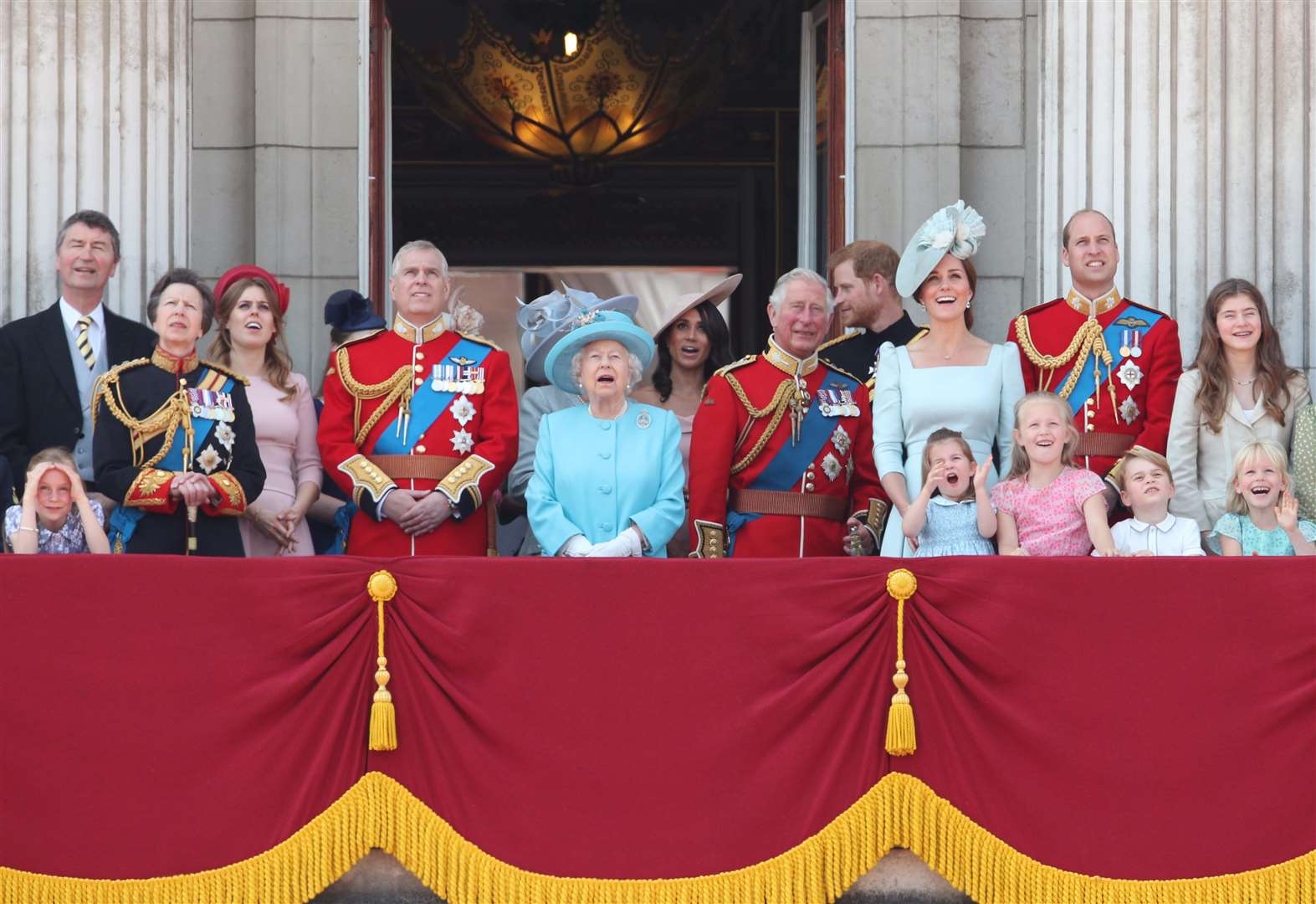 Anne with the royal family on the Buckingham Palace balcony (Yui Mok/PA)