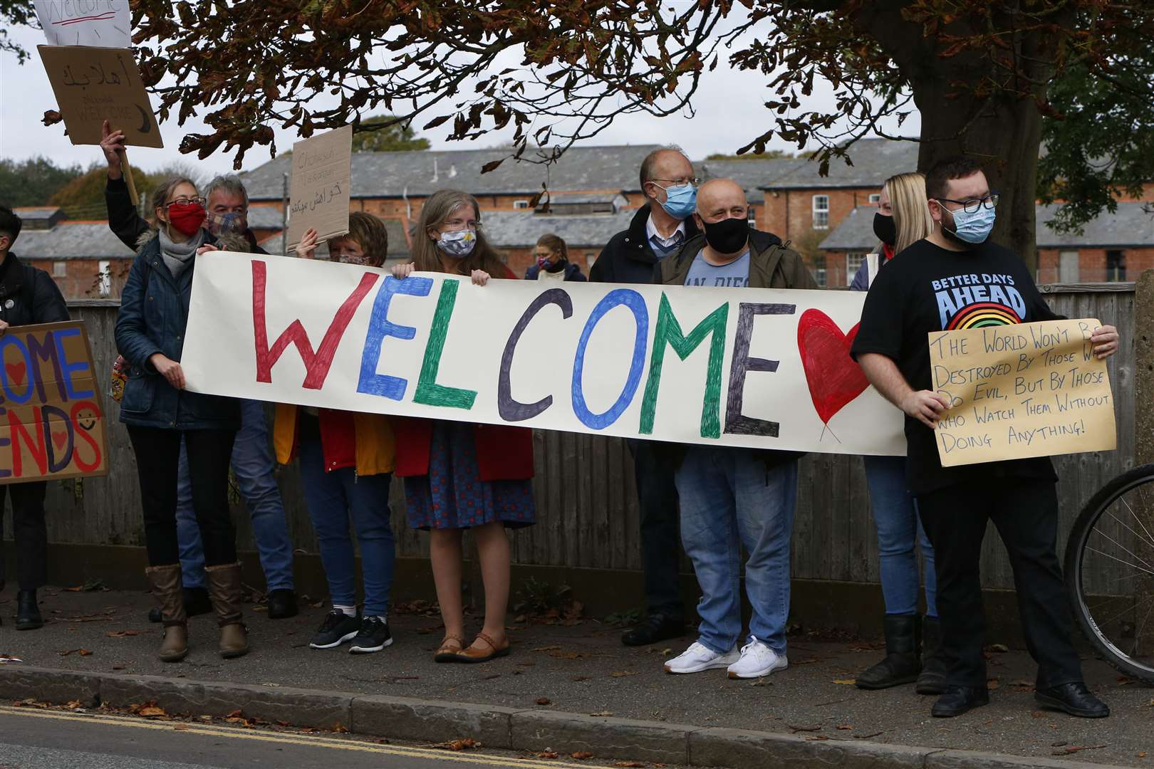 A welcome event was hosted by the Kent Refugee Action Network in October to show support for the people living inside. Picture: Barry Goodwin