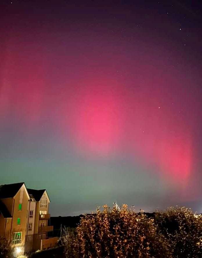 The lights were spotted by Kirstein Parmenter from her balcony on St Mary’s Island in Medway. Picture: Kirstein Parmenter