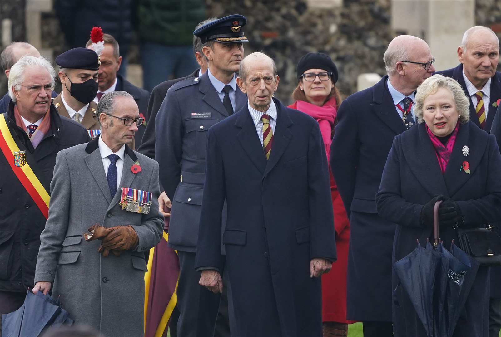 The Duke of Kent joined the poignant tribute ahead of the burial of nine First World War soldiers (Gareth Fuller/PA)