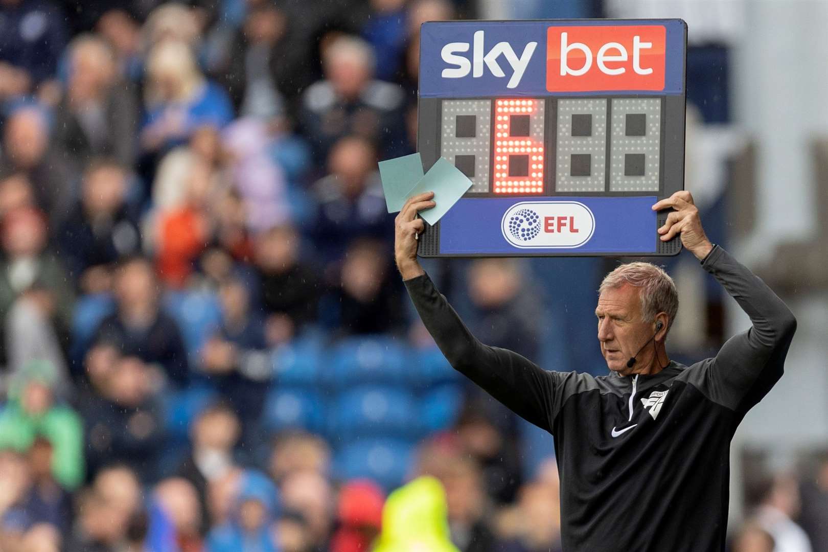 Fourth official Mark Jones on Saturday was kept busy monitoring both benches as well as dealing with new time regulations Picture: @Julian_KPI