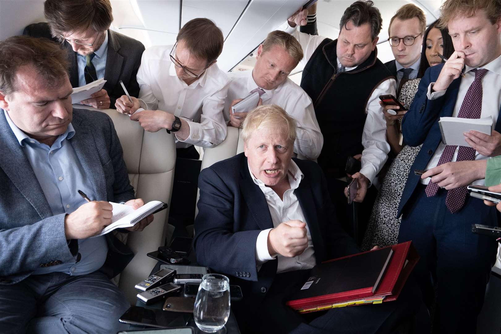 Prime Minister Boris Johnson talks to journalists (Stefan Rousseau/PA)