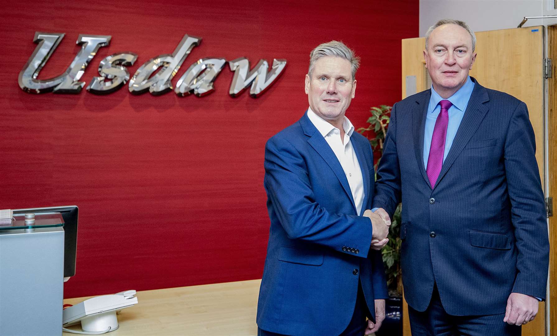 Sir Keir Starmer with Usdaw general secretary Paddy Lillis (Pete Byrne/PA)