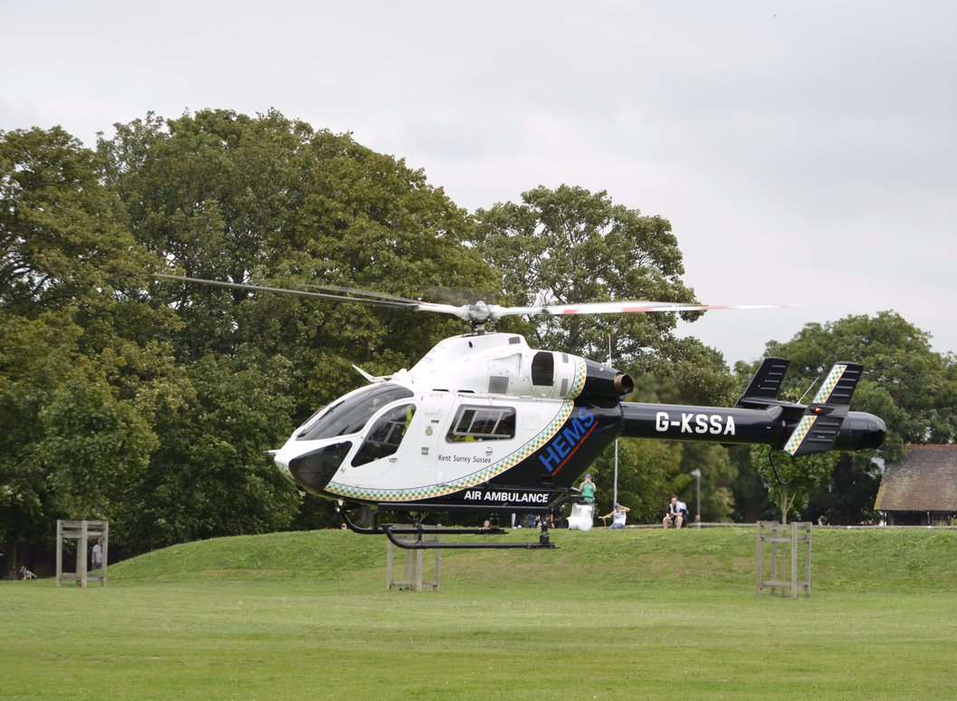 The air ambulance lands after the crash. Picture: @jason_photos