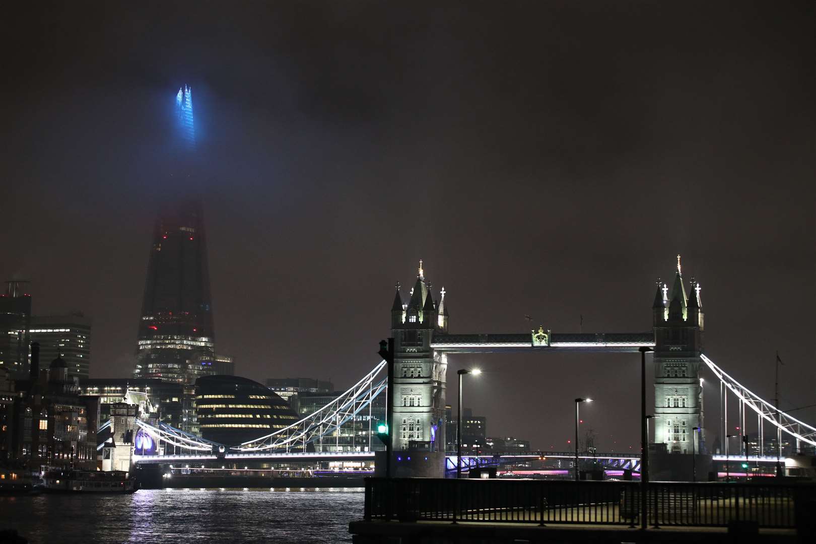 The Shard in London turned blue (Yui Mok/PA)