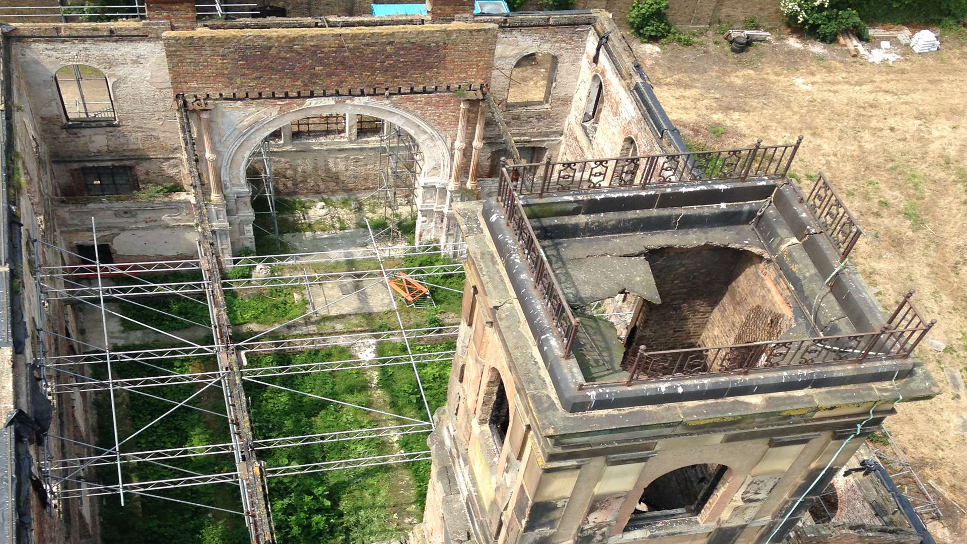 Sheerness Dockyard Church tower seen from a survey crane.