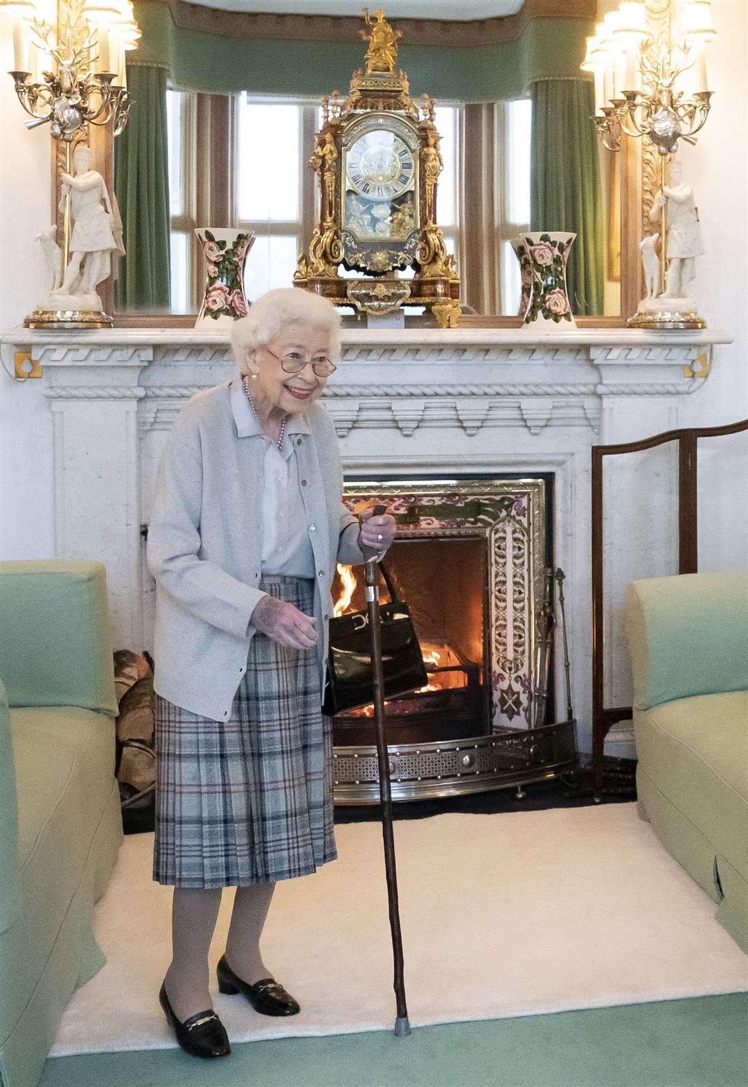 Queen Elizabeth II, pictured just two days before she died, waiting for Liz Truss at Balmoral (Jane Barlow/PA)