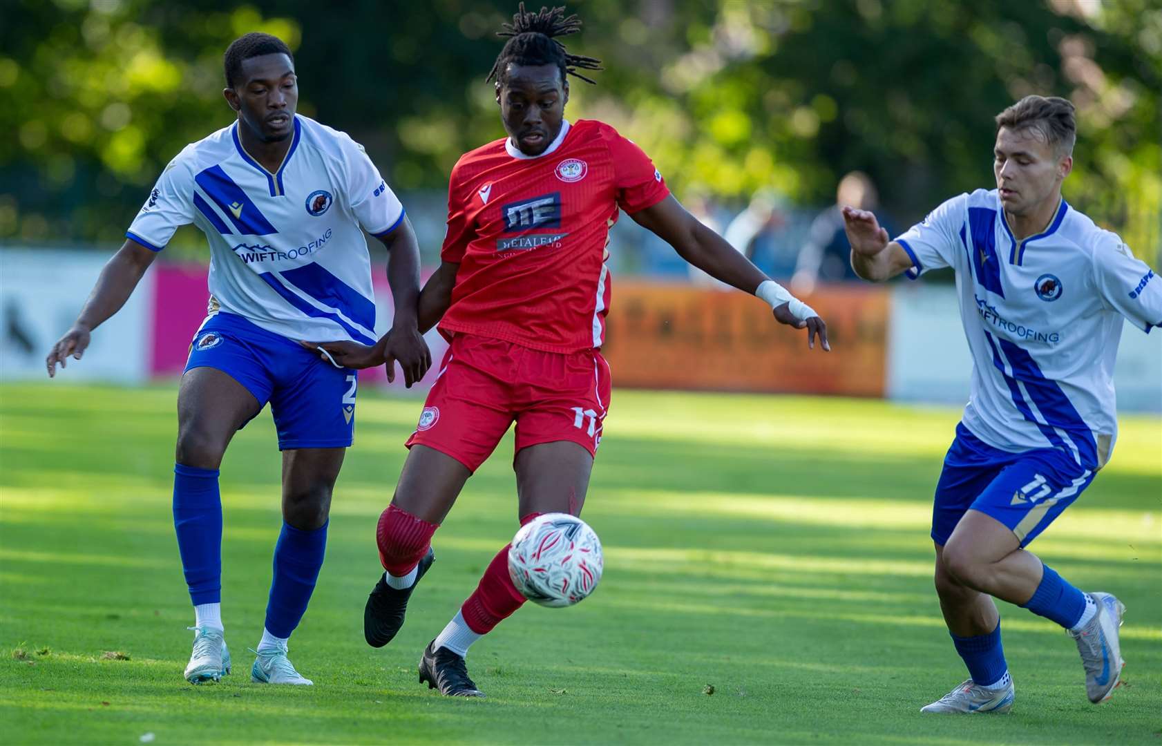 Hollands & Blair's Eri Akintimehin is put under pressure. Picture: Ian Scammell