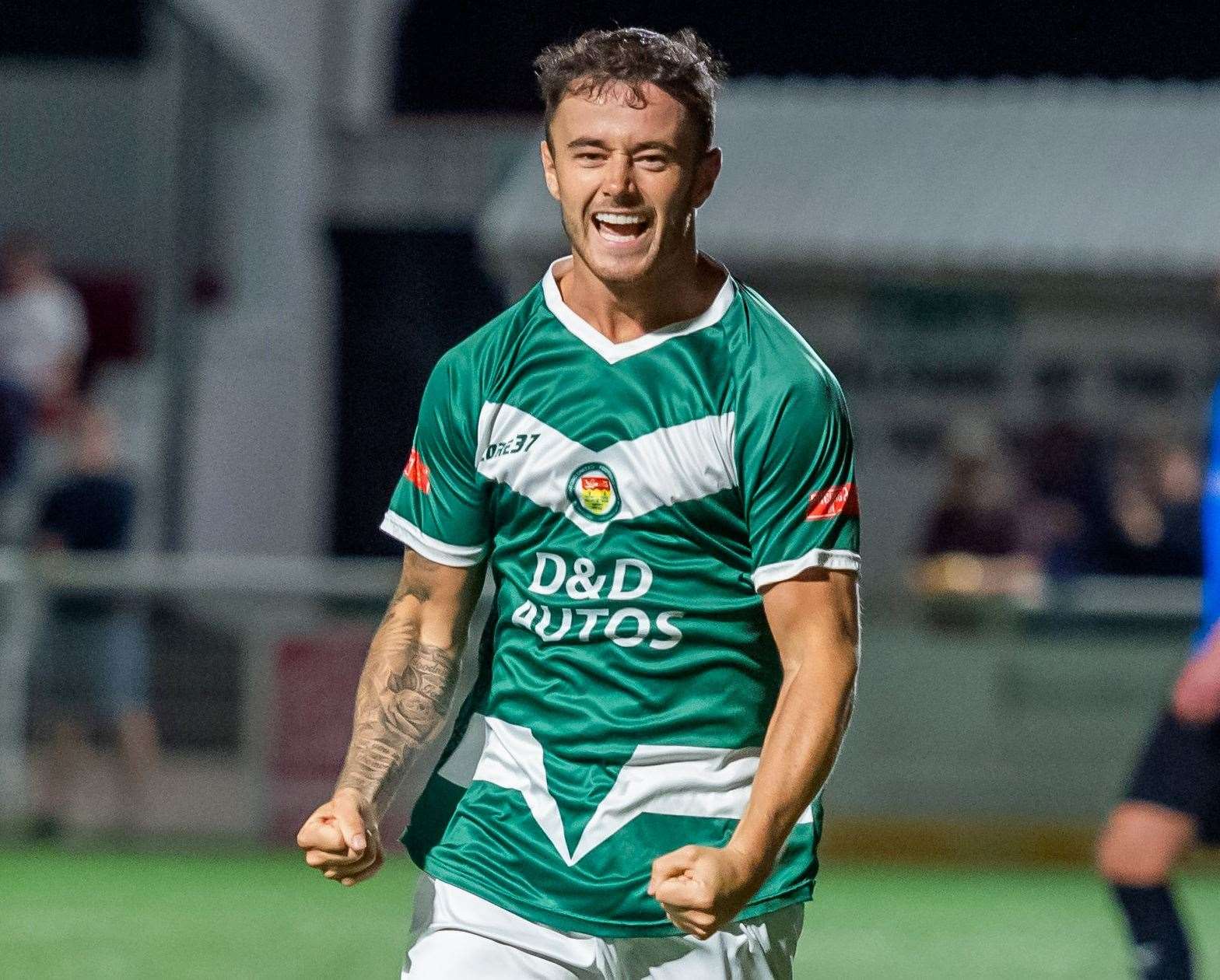 Danny Parish celebrates his goal against Sevenoaks. Picture: Ian Scammell