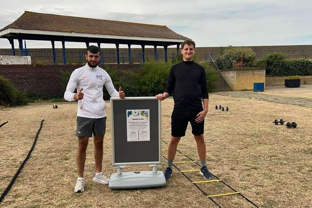 Bulent, left, and James, right, at the empty training session