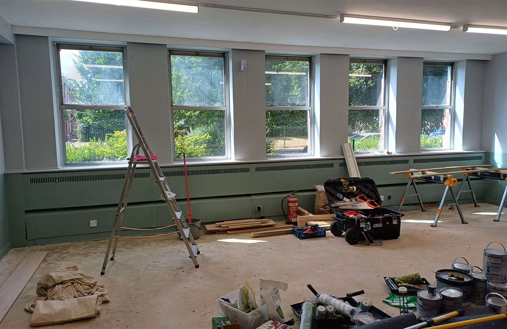 Renovations have started inside the building – this area will be a function room for events and classes