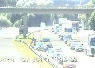 Traffic on the M20 today. Picture: Highways England (13413719)