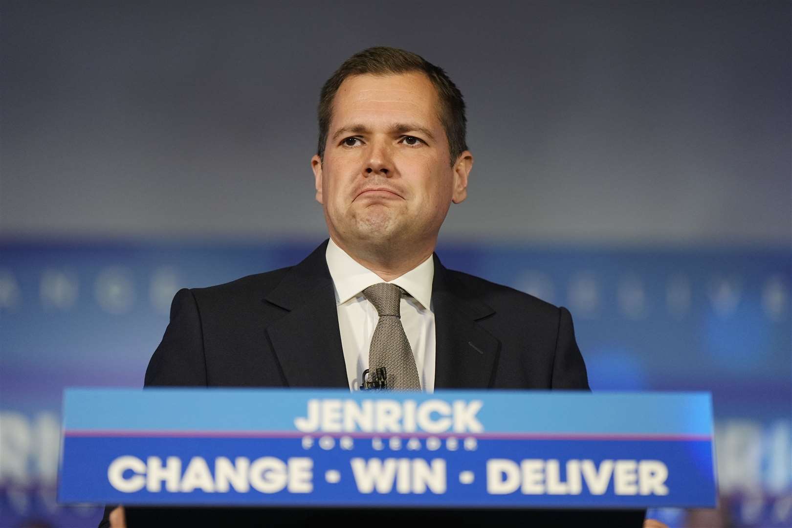 Robert Jenrick speaking at a Conservative Party leadership campaign event (Aaron Chown/PA)