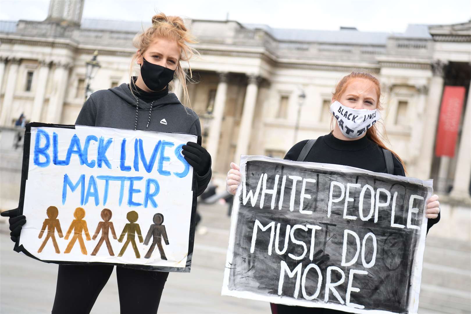 Two women join the demo in memory of George Floyd who died on May 25 while in police custody in the US city of Minneapolis (Kirsty O’Connor/PA)