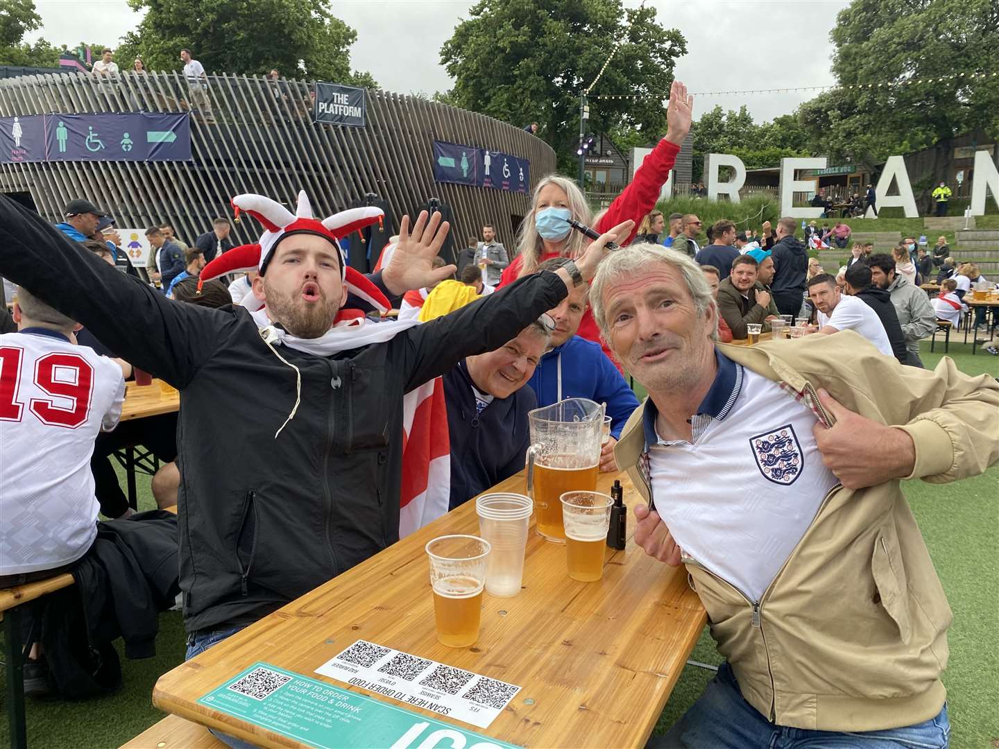 Fans at Dreamland, Margate, watching Euro 2020 matches on the big screen