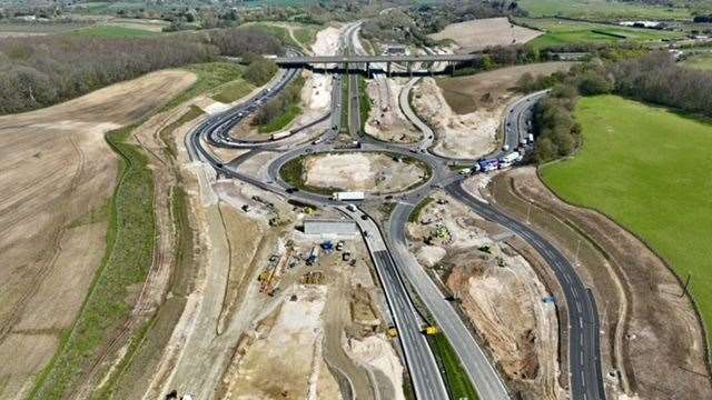 Drone images showed progress on the Stockbury Flyover project earlier this year. Picture: Philip Drew