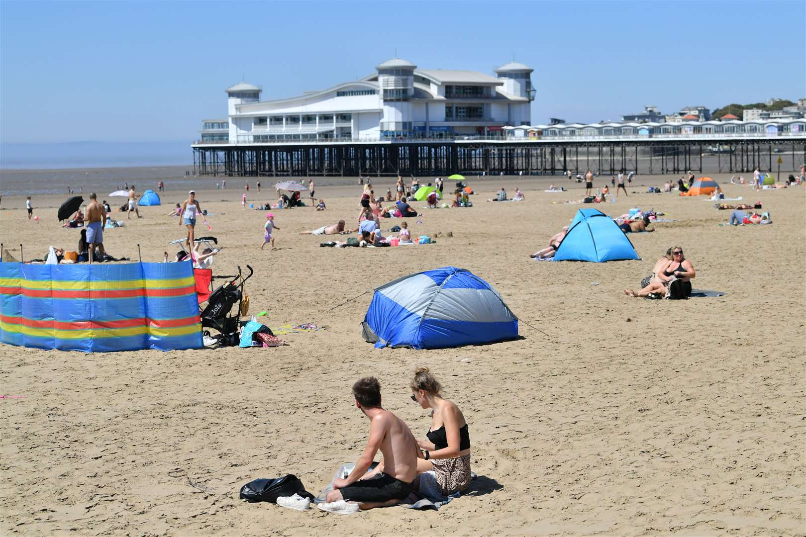 There seemed to be just enough space between groups at Weston-super-Mare (Ben Birchall/PA)