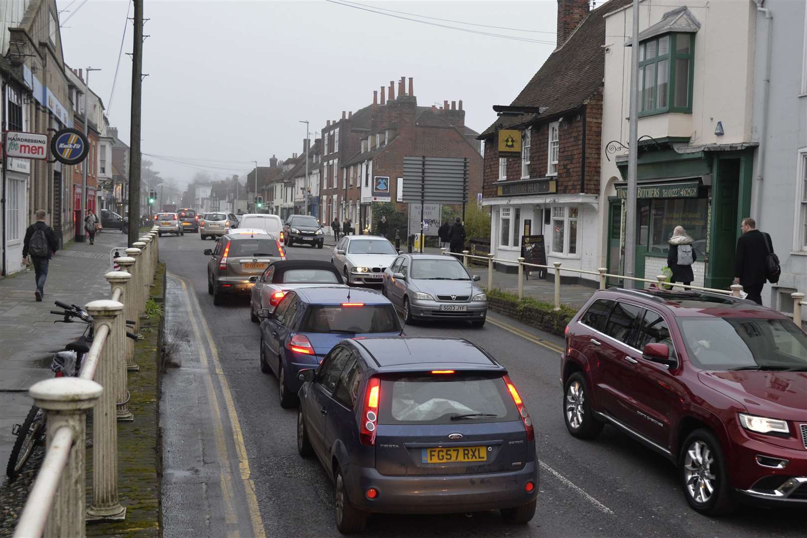 Traffic heading in and out of Canterbury along Wincheap