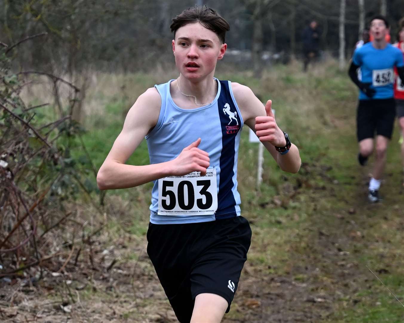 South East Kent’s Charlie Lord (No.503) in the intermediate boys’ race. Picture: Simon Hildrew