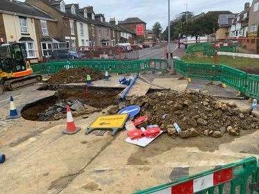 The sinkhole on the A26 Tonbridge Road, Maidstone. Picture: Dean Cheeseman