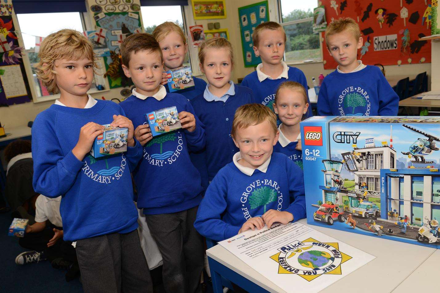 Charlie Phillips with some of his 3A classmates at Grove Park Primary