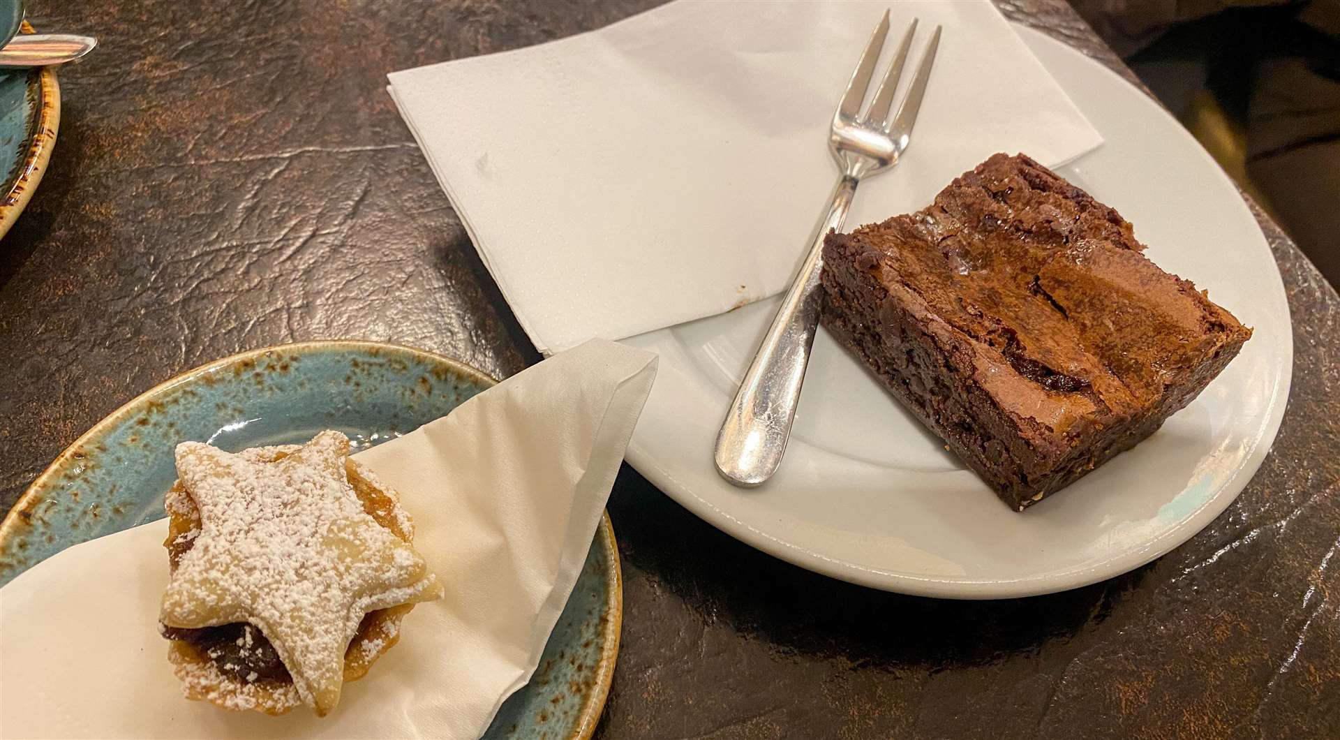 The brownie was a real treat and the mince pie was tasty - but rather small. Picture: Sam Lawrie