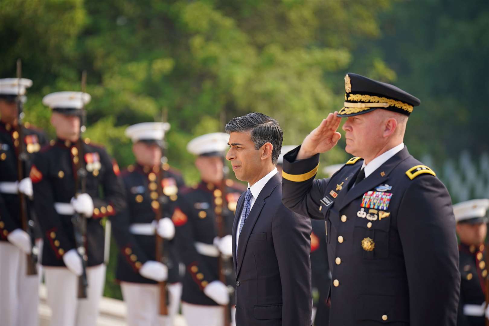 Prime Minister Rishi Sunak visited Arlington National Cemetery (Niall Carson/PA)