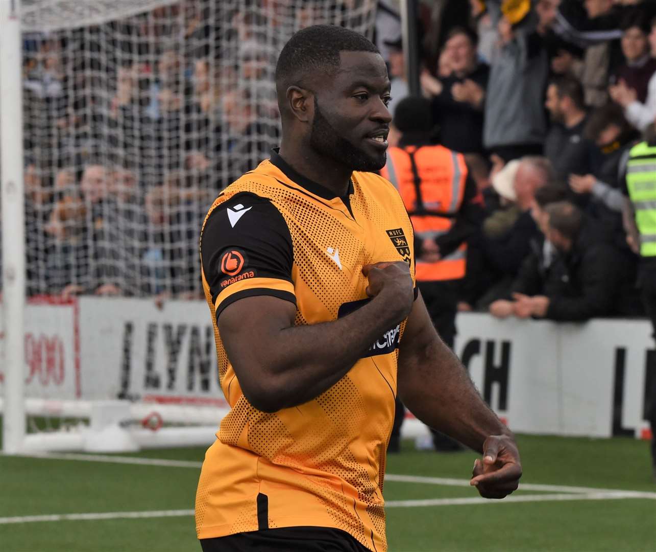 Maidstone United club captain George Elokobi was racially abused at Hemel Hempstead Picture: Steve Terrell