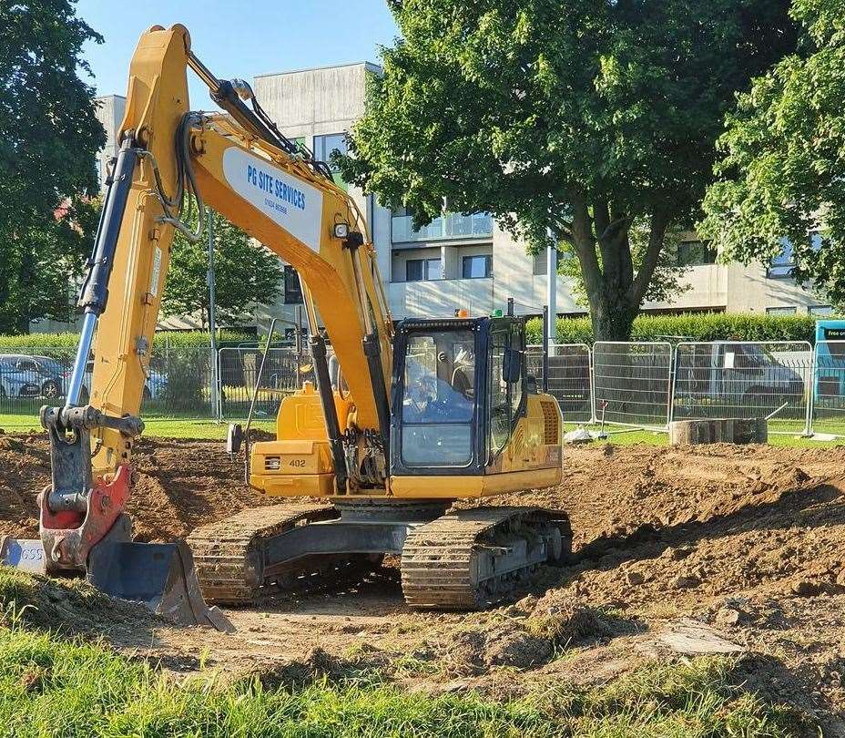 At work to fill in the hole. Picture: Angela Sinclair