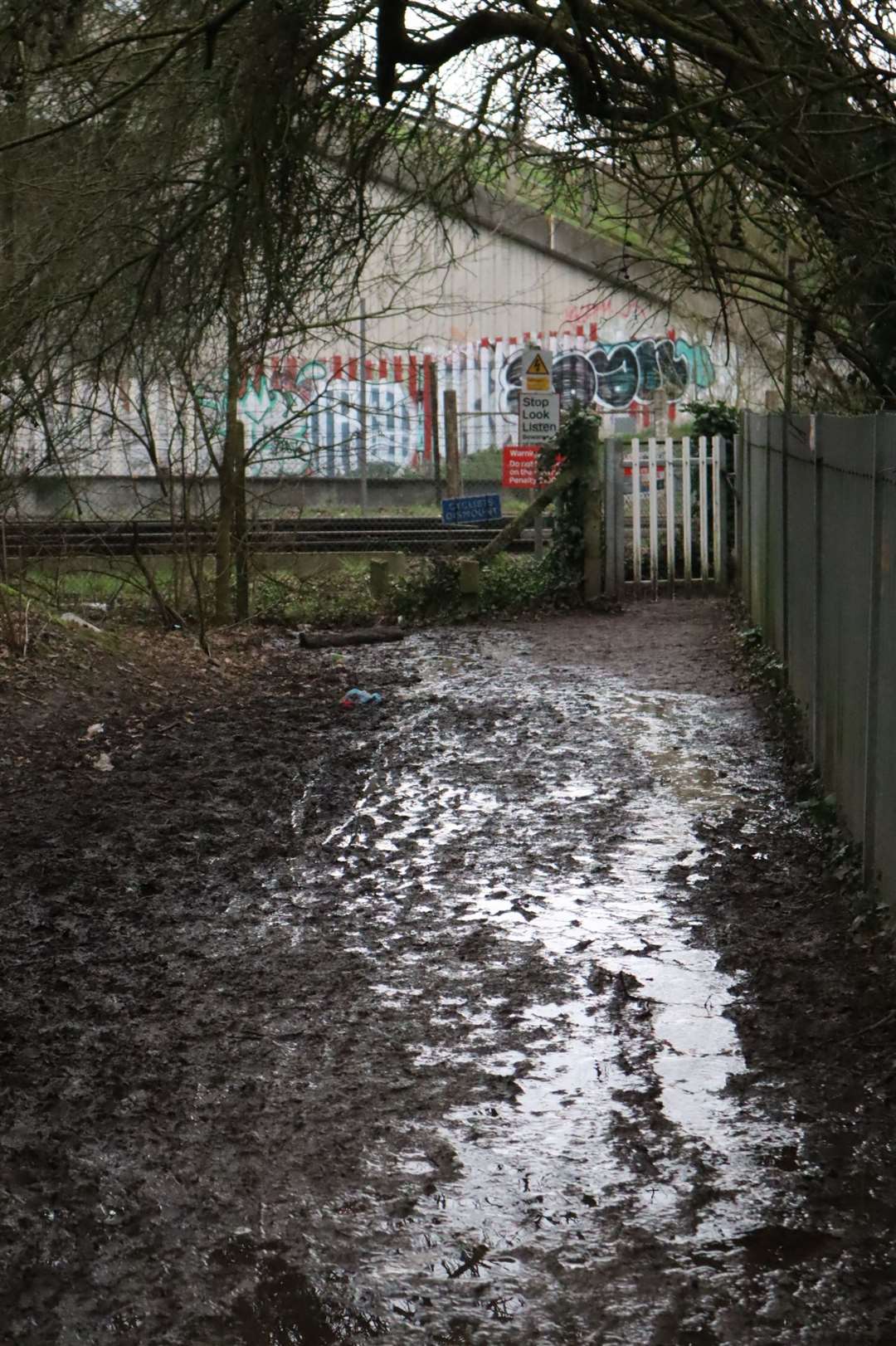 Water leaking below the A249 near Rose Wood, Sittingbourne