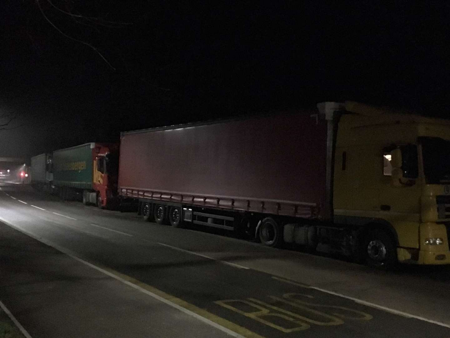 Lorries in laybys on the A20 in Sellindge (8001752)