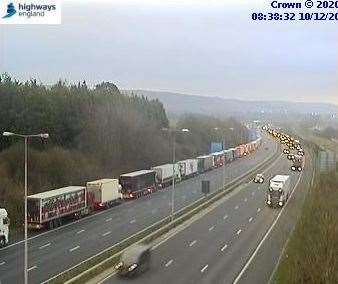 Lorries queuing to access the port