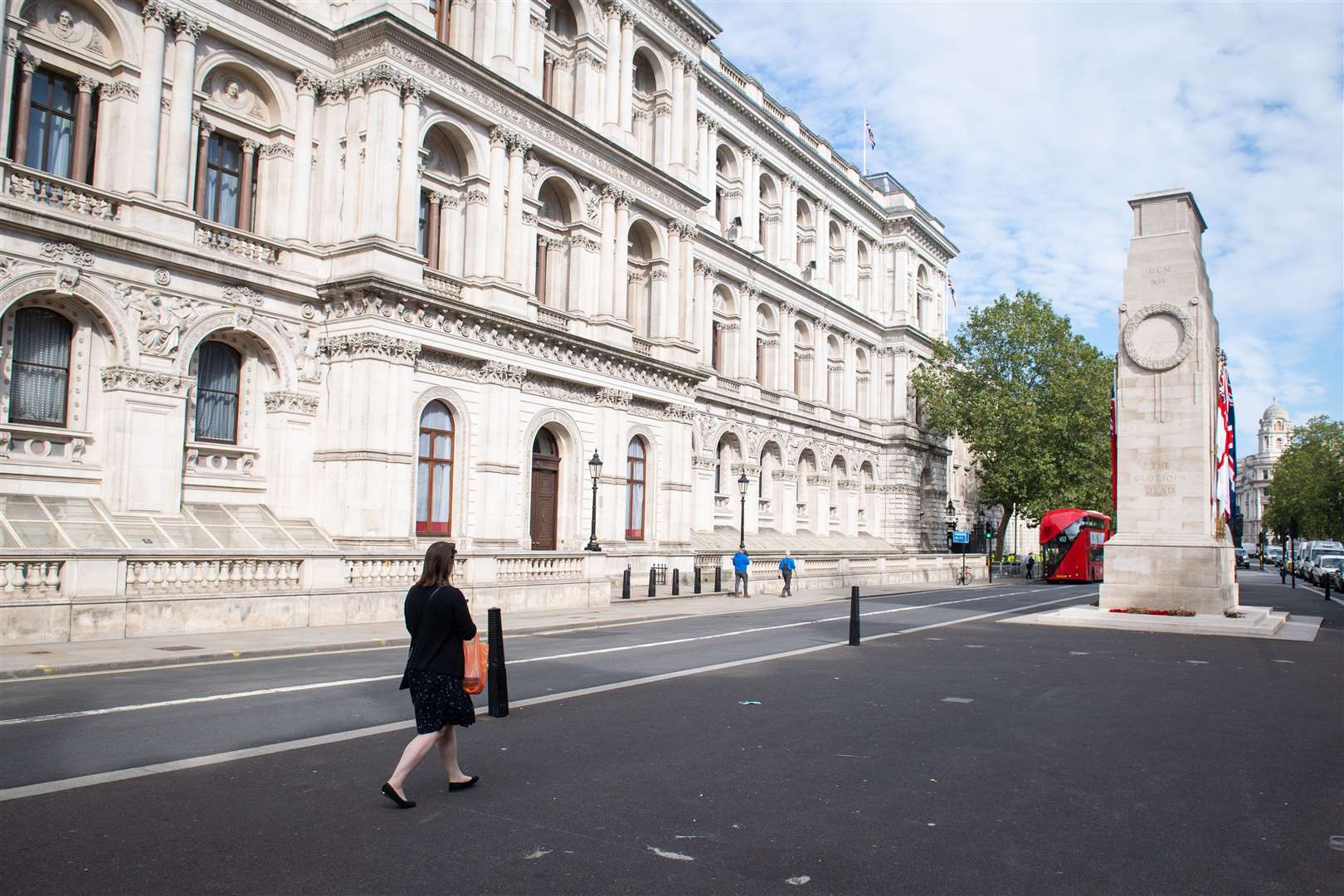 The street is quiet at The Cenotaph in the heart of Whitehall (Dominic Lipinski/PA)