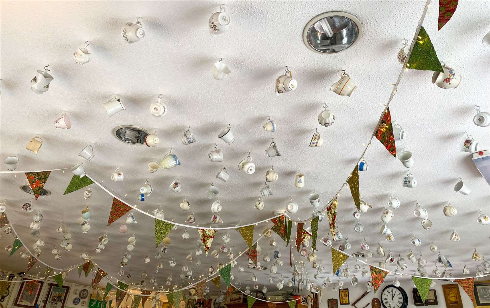 Perhaps my favourite part of the decor was the many teacups hanging precariously from the ceiling